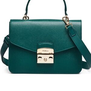 Furla Green Leather too Handle Metropolis bag